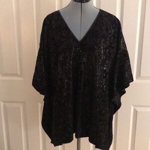 NWT N.  Natori Snake Skin Print Sequin Top Poncho Cape Top HSN Size Medium M